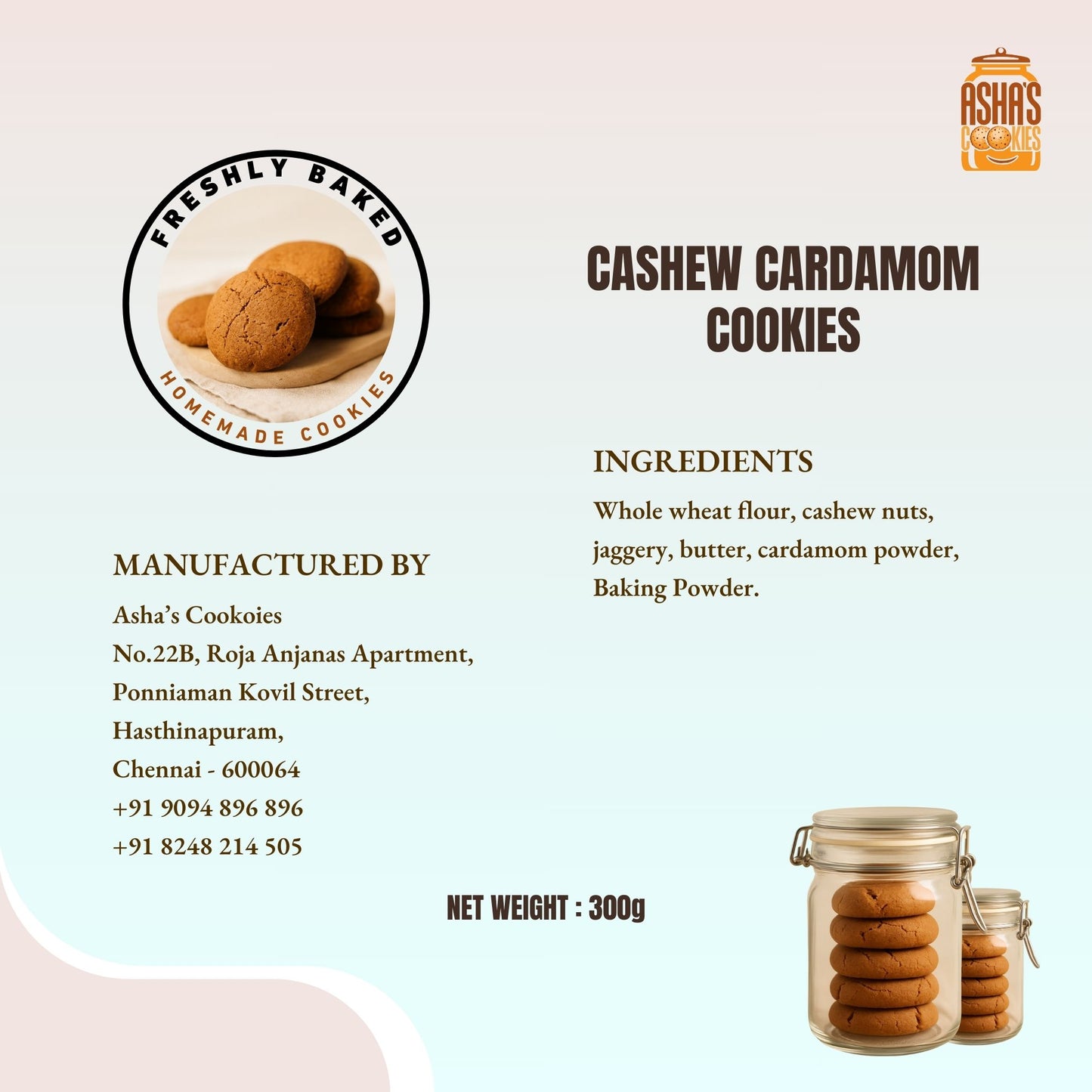 Cashew Cardamom Cookies
